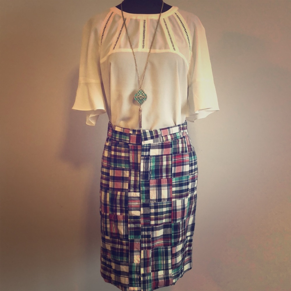 Bass madras plaid skirt